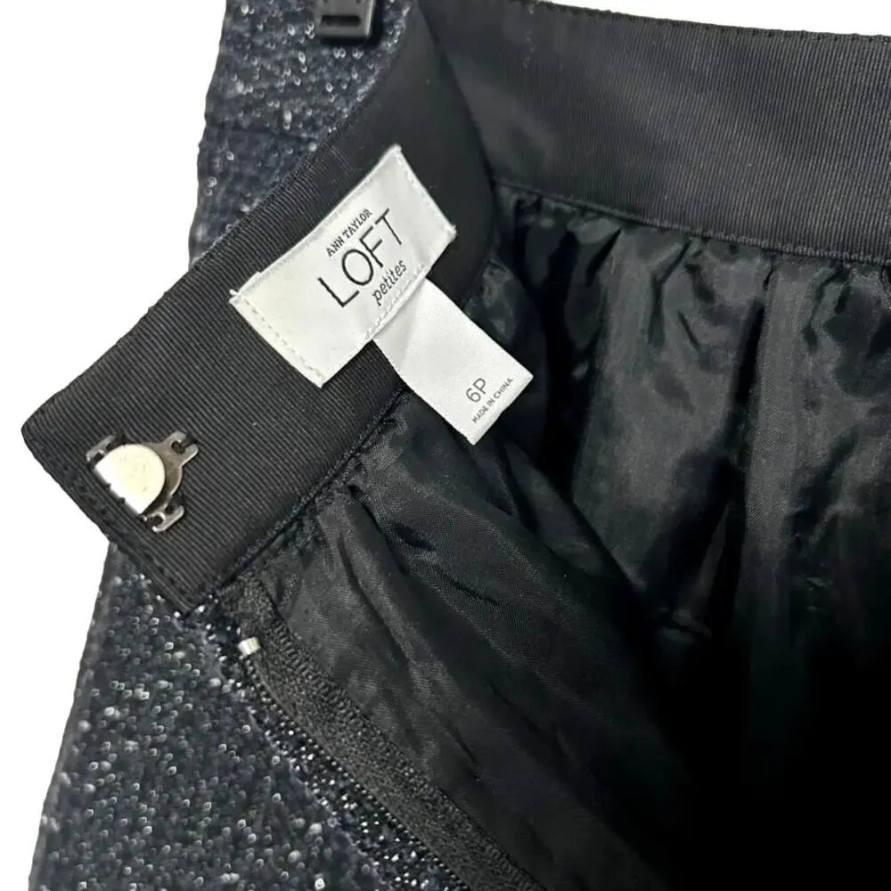 Ann Taylor LOFT Tweed Shimmer Mini Skirt Size 6 Petite 6P Metallic Sparkle Chic